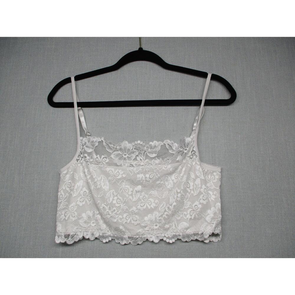 White Lace Spaghetti Straps Feminine Trendy Summer Crop Top Womens Size XXL